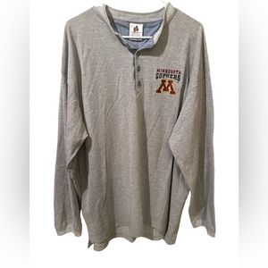 Minnesota Golden Gophers LS T-Shirt 2XL 2X‎ Gray Embroidered Logo NWOT